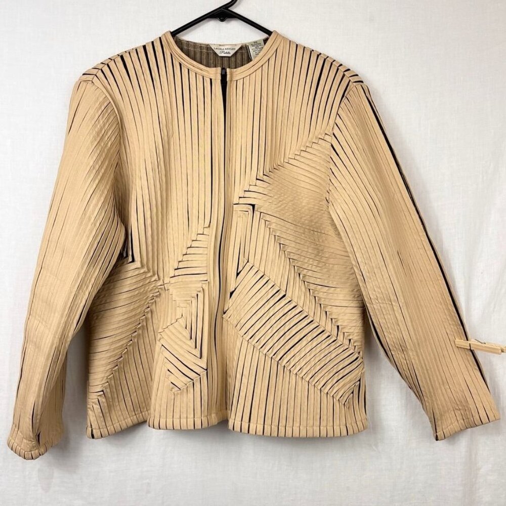 Laura Ashley Full Zip Cutwork Mesh Jacket Women MP Petite Artsy Professional Mod